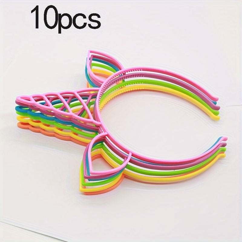 Magical 10pcs Unicorn Headbands - Plastic Hair Accessories for Girls, Teen & Adult Party Favors - Birthday & Celebration Decor
