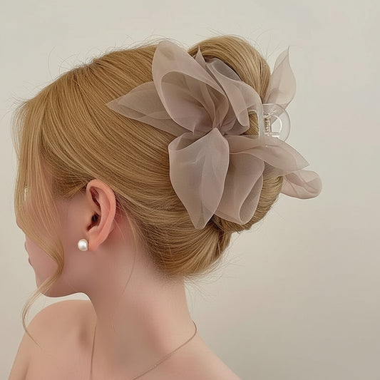 1pc Elegant Mesh Bowknot Decorative Hair Claw Clip Stylish Non Slip Hair Grab Clip Vintage Hair Accessories For Women And daily uses