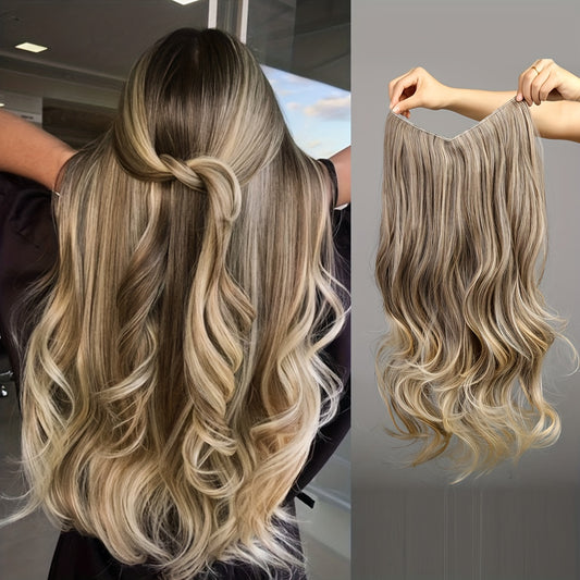 22inch 4clips Long Straight Hair Pieces Synthetic Fishing Line Hair Extensions Elegant For Daily Use Hair Accessories