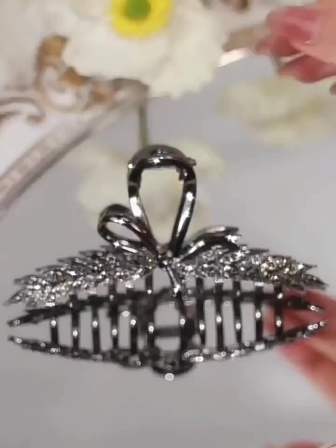 1pc, Elegant Retro Premium Glitter Wheat Ear Hair Claw Clip, Women Girls Princess Style Casual Leisure Hair Accessories, Gift Photo Props