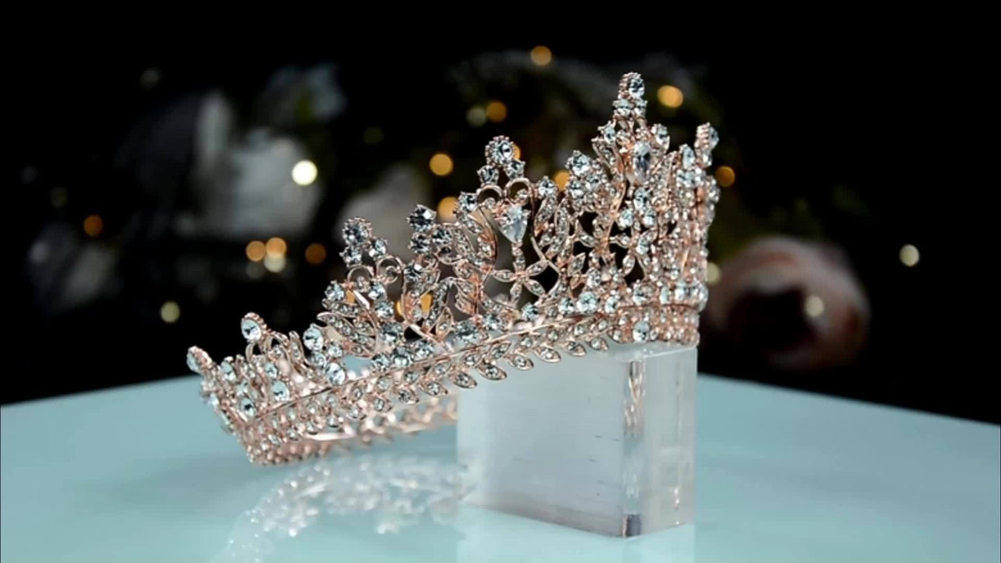 Full Round Imitation Crystal Queen Crown Rhinestone Bride Crown Headband Grand Ball Wedding Hair Accessories