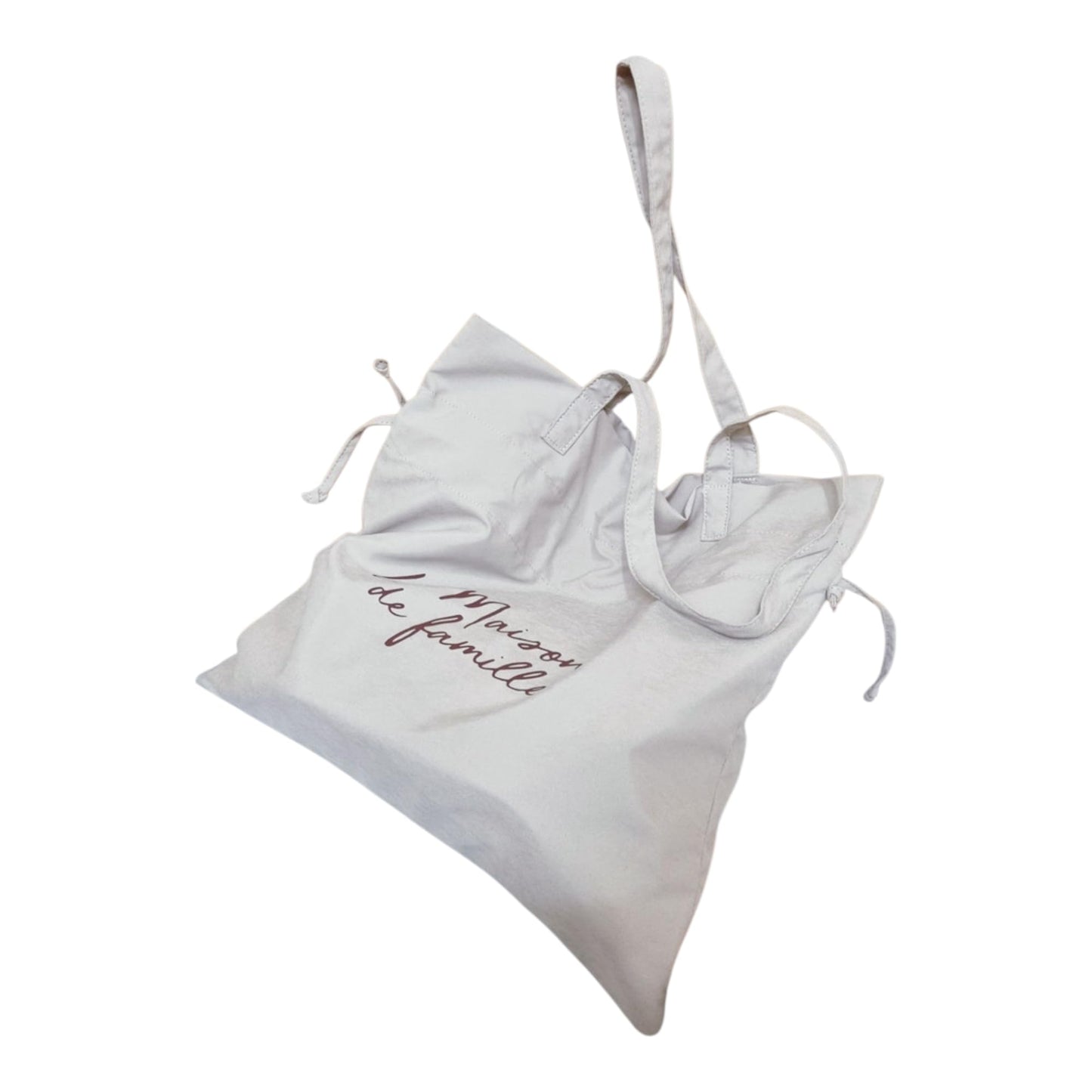 La Maison de Famille Drawstring Shoulder Bag, Korean Fashion Style, Ivory and Black, Suede Texture Fabric, 14.6x14.2x3.5 Inch