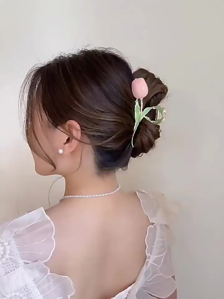 3 Pcs Tulip Hair Claw Clip – Sweet Floral Alloy Hair Clip for Daily & Formal Styling
