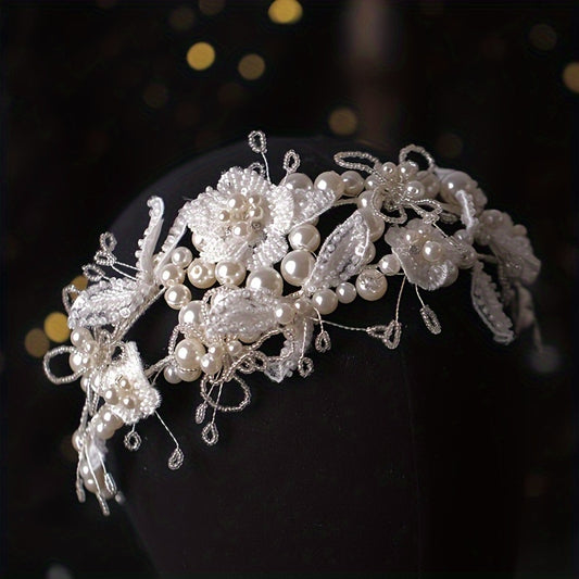 1PC Luxury Faux Pearl Headband Tiara Women Party Headwear Wedding Hairband Headband Bridal Wedding Hair Accessories Jewelry Headband Tiara Gift