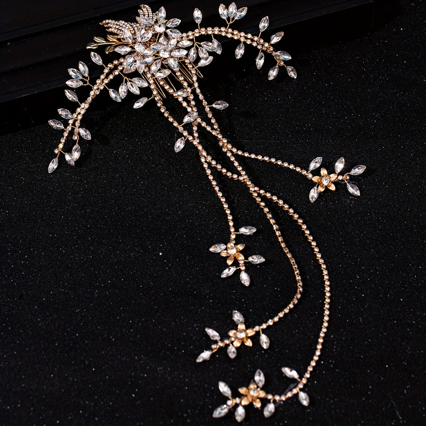 Bridal Hair Accessories With Crystal Long Hair Comb, Braided With Rhinestone Hairpin, Wedding Veil And Other Bridal Accessories