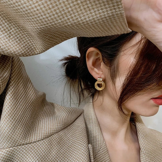 Layered Hoop Drop Earrings – Women’s Fashion Metal Jewelry