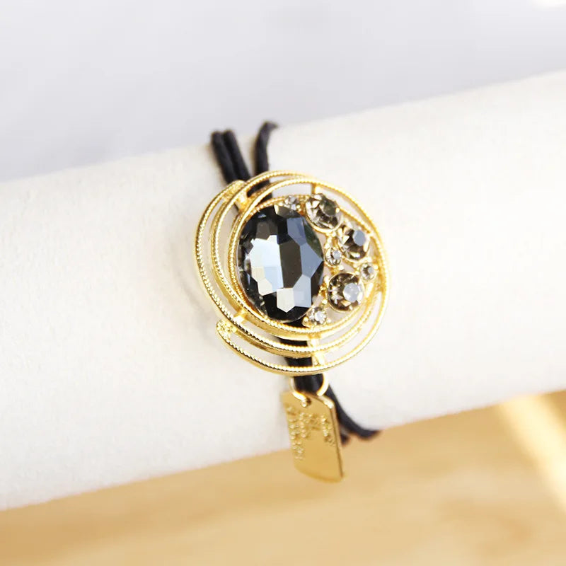 Korean Style Rhinestone & Alloy Decorative Elastic Hair Bands – Fashion Hair Ropes for Women