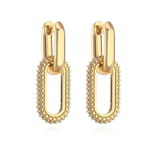 Women’s Rhinestone Hoop Earrings – Modern Chain-Link Design