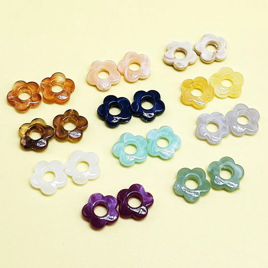 50pc 14mm Acrylic Multicolor Flower Beads For Hairpin Jewelry Making Accessories Resin Charms Pendant DIY Handmade Material