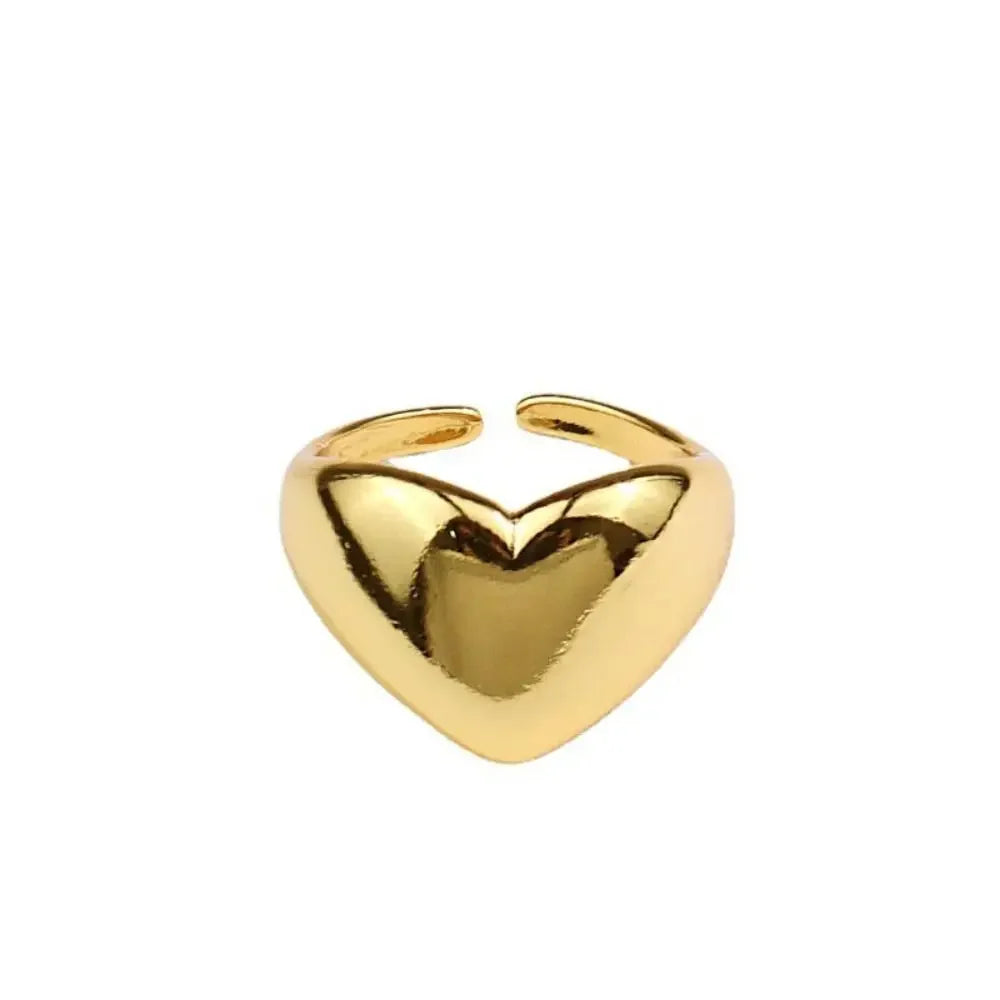Simple Smooth Metal Heart Ring for Women Men Trendy Elegant Party Jewelry Gifts