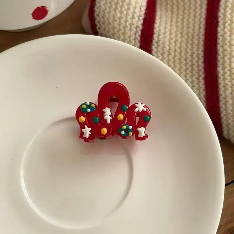 2pcs Women Vintage Red Polka Dot Ribbon Bow Shark Clip Hairpin Hair Claw Crab Barrettes Elegant Headwear Hair Accessories Gift