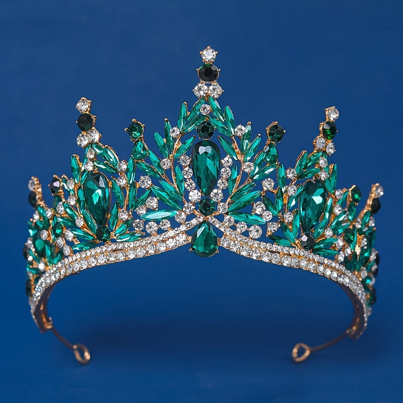 Rhinestone Baroque Tiara – Elegant Vintage Style Bridal Wedding Crown