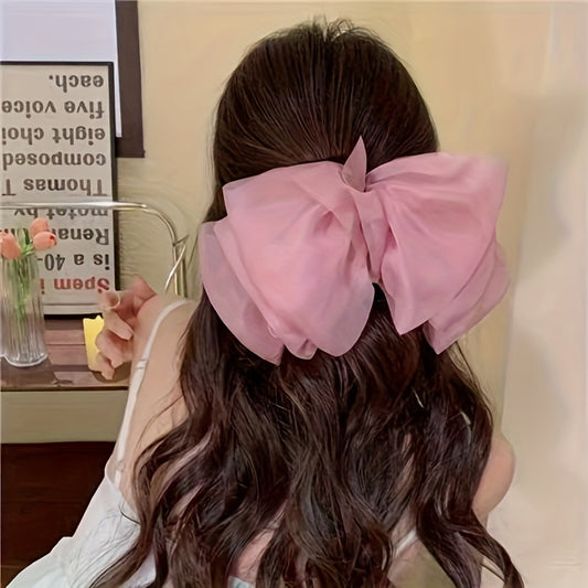 Elegant 4pcs Set Of Large Bow Hair Clips - Silky Yarn Flower Barrettes For Women & Girls, Perfect For Ponytails & Updos Hair Accessories For Women Hair Ties For Women