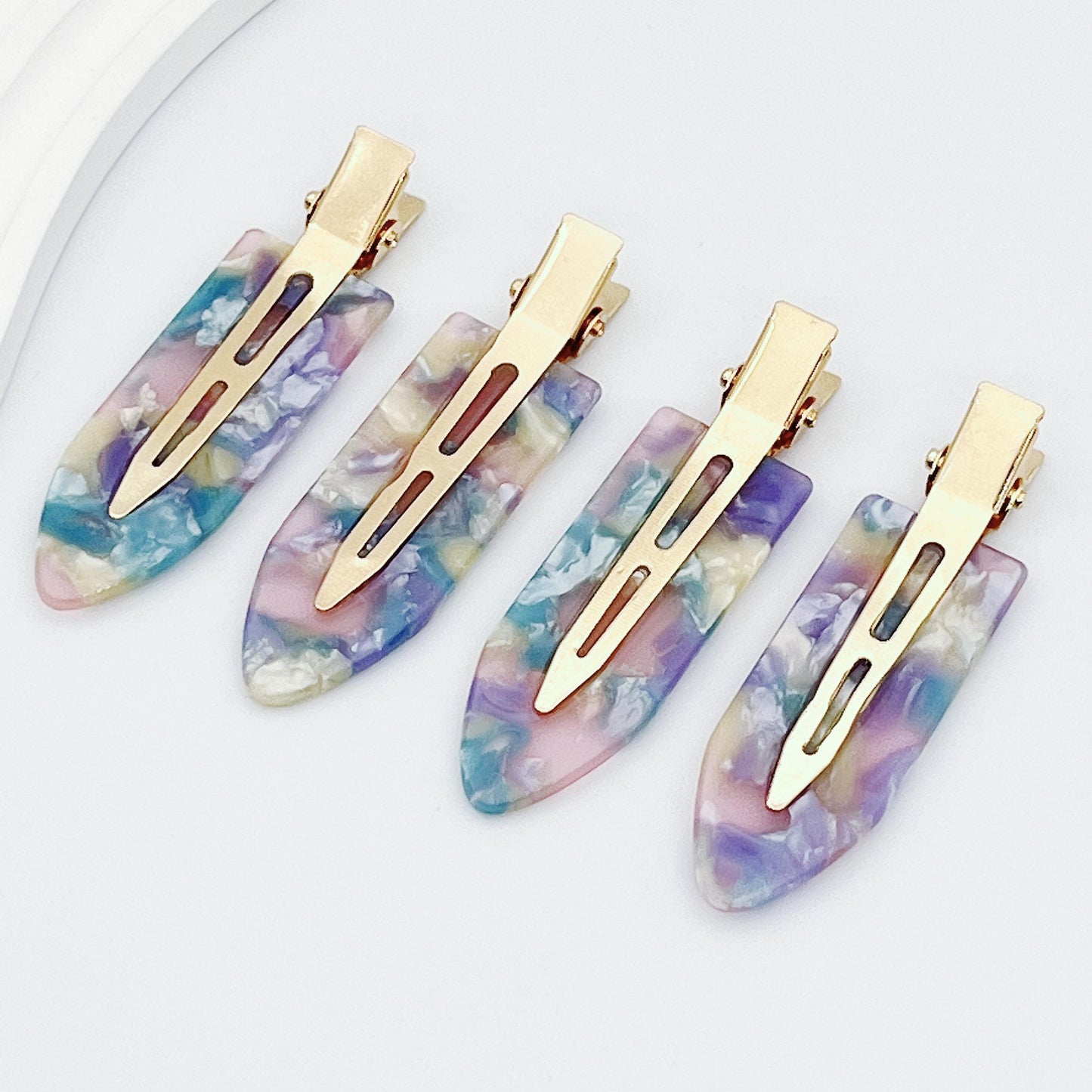 4pcs Hair Clip Styling without Bending, Acrylic Resin Flat Clip, No Crease Curling Small Needle, Seamless Bangs Hair Clip Tool for Makeup - Women's and Girls' Hair Accessories, Leopard Print White and Black