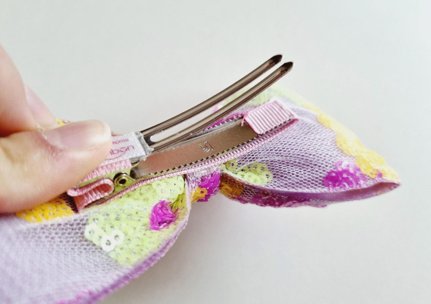 Aloha Pastel Sequin Flower Bow Clip Yellow green blue purple Hawaii tropical summer beach party puffy ribbon handmade floral with Pinkluvme