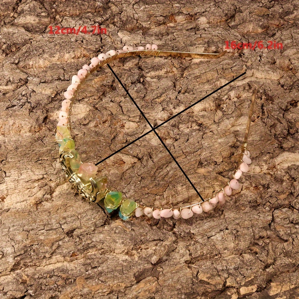 Natural Crystal Hollow Moon Tiara 1pc Headband Hair Band - Hair Accessories Head Jewelry