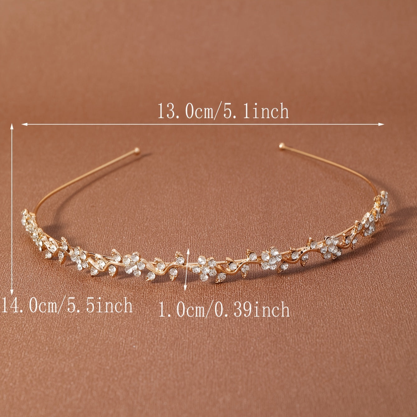 Minimal Gold Bridal Headband – Crystal Flower Wedding Hairpiece