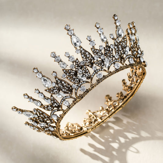 SWEETV Queen Crown For Women, Wedding Crown For Bride, Gothic Tiara Headpiece, Rhinestone Decor Hair Accessories For Birthday Cosplay Party Prom