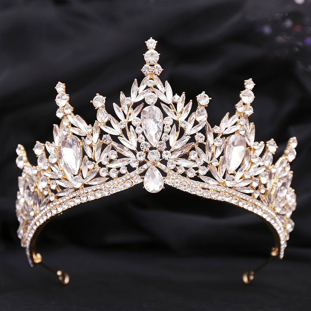 Rhinestone Baroque Tiara – Elegant Vintage Style Bridal Wedding Crown