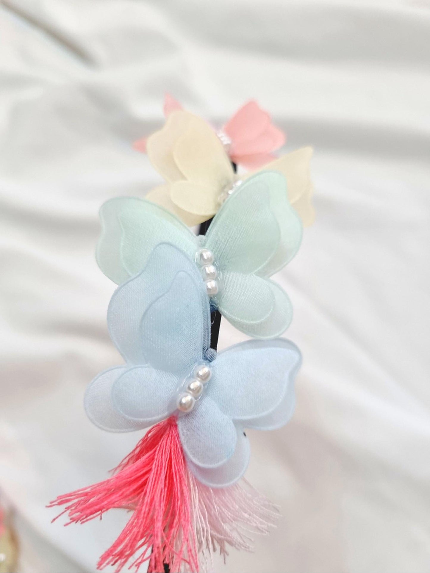 Pastel Hanbok Headband Flower / Butterfly Traditional Korean idol style seollal chuseok lunar new year halloween photoshoot [with Pinkluvme]