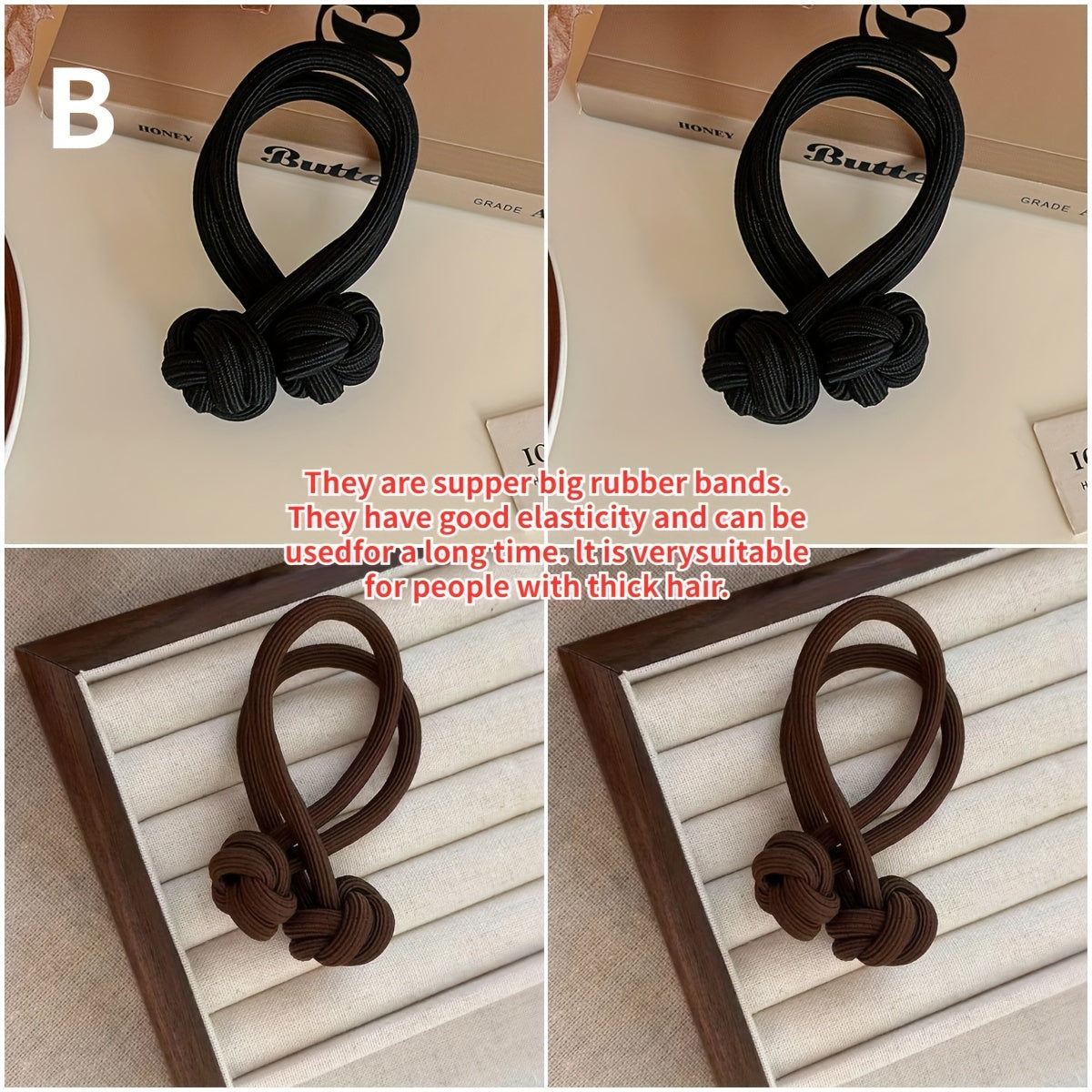 4pcs Knotted Hair Tie High Elasticity Hair Rope Solid Color Hair Ring Durable Ponytail Holder Hair Accessories For Women