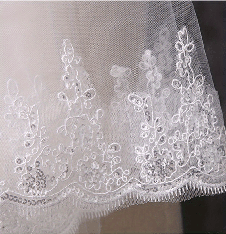 Lace Edge Bridal Veil Women's Simple Wedding Veil With Comb Wedding Hair Accessories