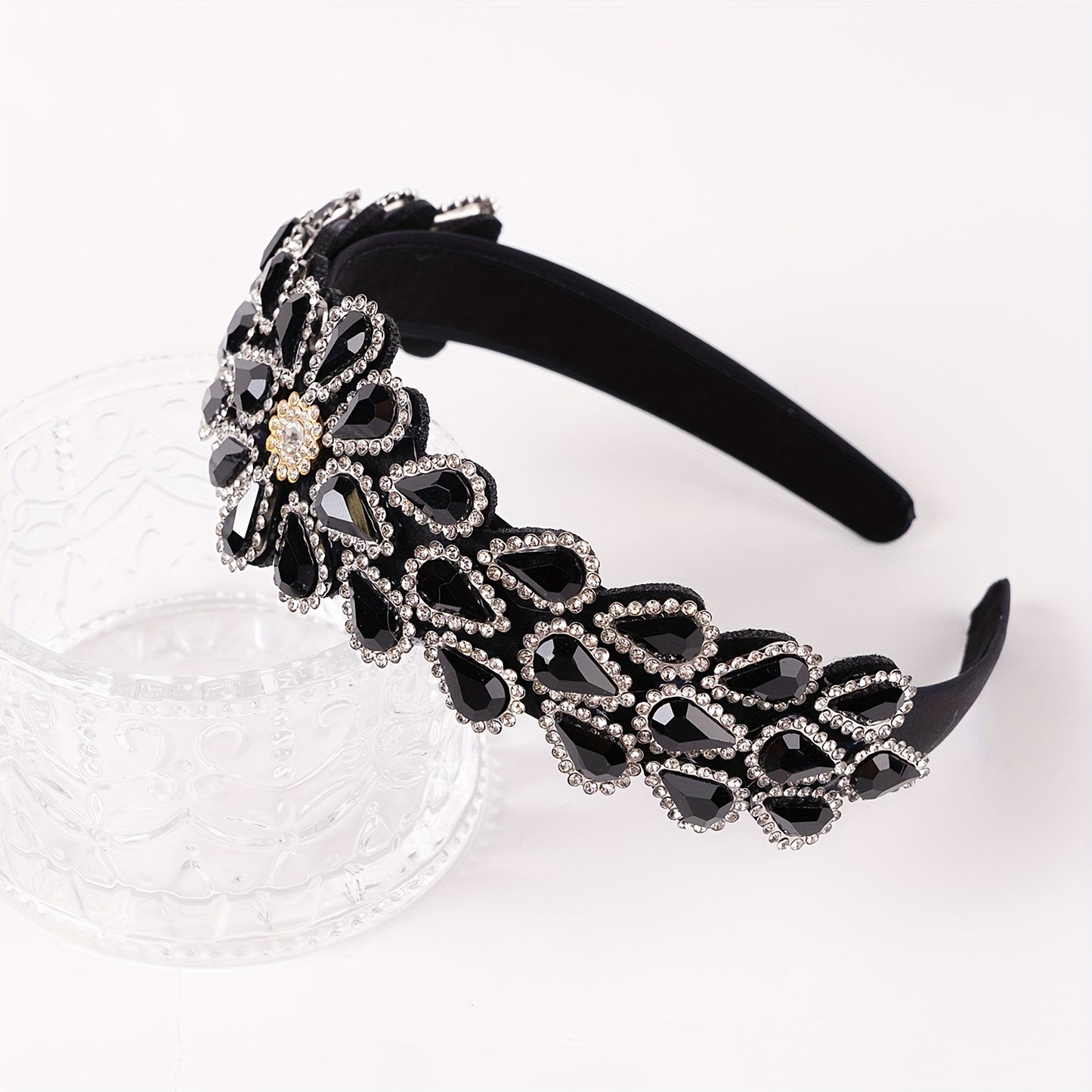 Crystal Rhinestone Handmade Headband Female Baroque Retro Wide-Brimmed Headband Hair Accessories