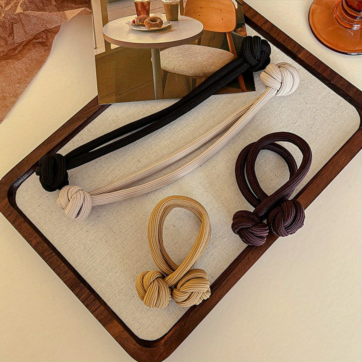 4pcs Knotted Hair Tie High Elasticity Hair Rope Solid Color Hair Ring Durable Ponytail Holder Hair Accessories For Women