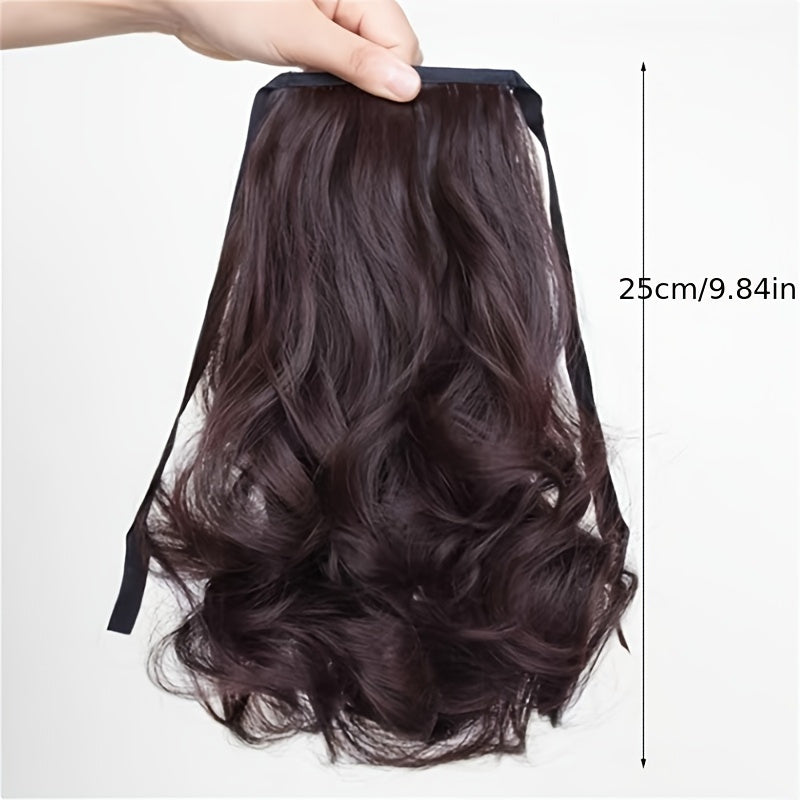 Ponytail With Ribbon Ties Wrapped Around Curly Wavy Ponytail Extensions Synthetic Hair Extensions Elegant For Daily Use Hair Accessories Halloween Christmas