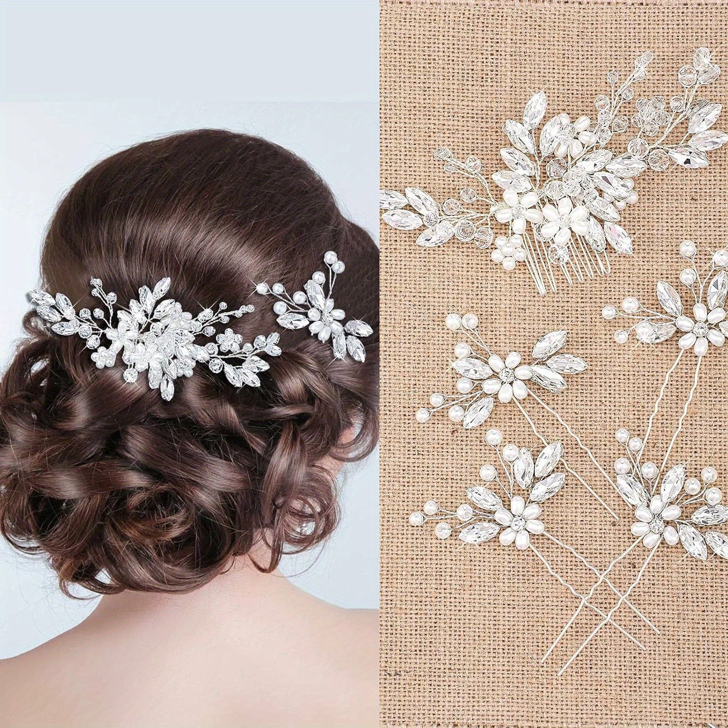 Handmade Bridal Hair Pins – Faux Pearl & Crystal Wedding Hairpiece Set