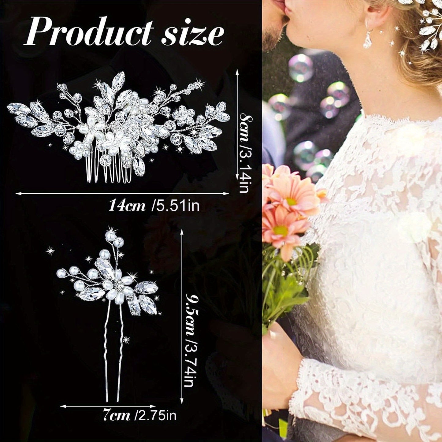 Handmade Bridal Hair Pins – Faux Pearl & Crystal Wedding Hairpiece Set
