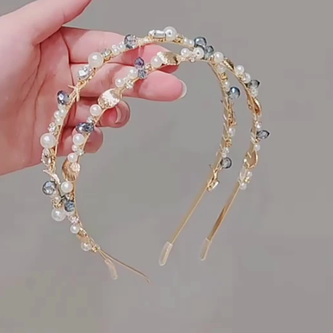 1pc, Delicate Elegant Ocean Style Headband, Shell & Starfish Glitter Thin Headband, Women Girls Mermaid Style Casual Leisure Hair Accessories, Gift Photo Props