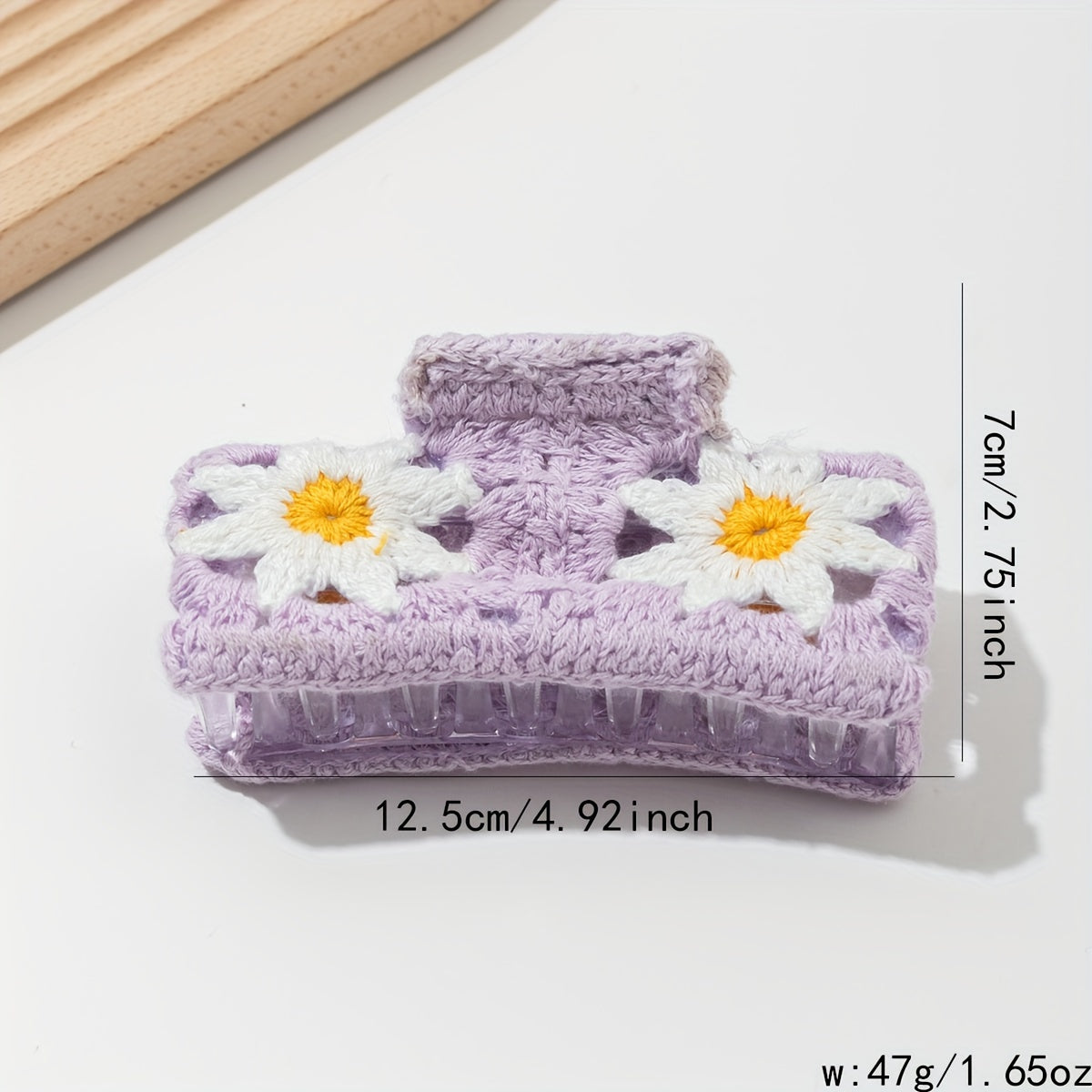 Handmade Crochet Floral Plush Hair Claw – Big Soft Flower Clip