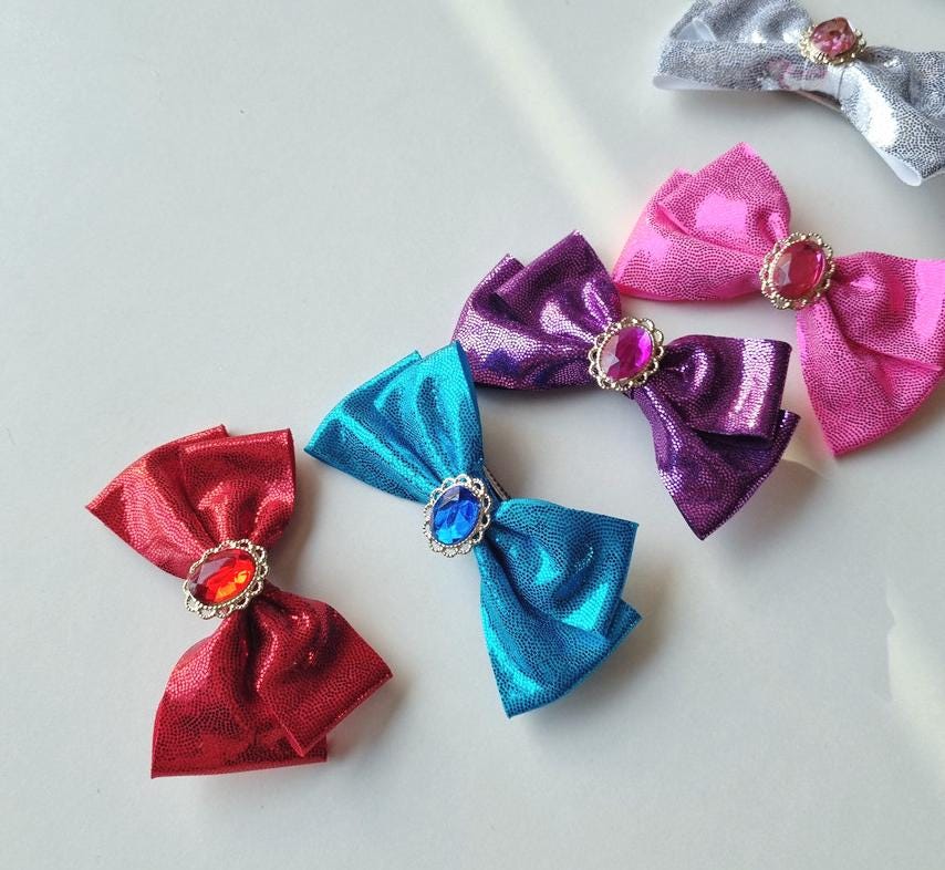 Sparkle Jewel Long-Lasting Pearly Shiny Bling Bow Ribbon Clip Korean Pet Accessory [with Pinkluvme]