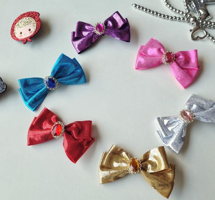 Sparkle Jewel Long-Lasting Pearly Shiny Bling Bow Ribbon Clip Korean Pet Accessory [with Pinkluvme]