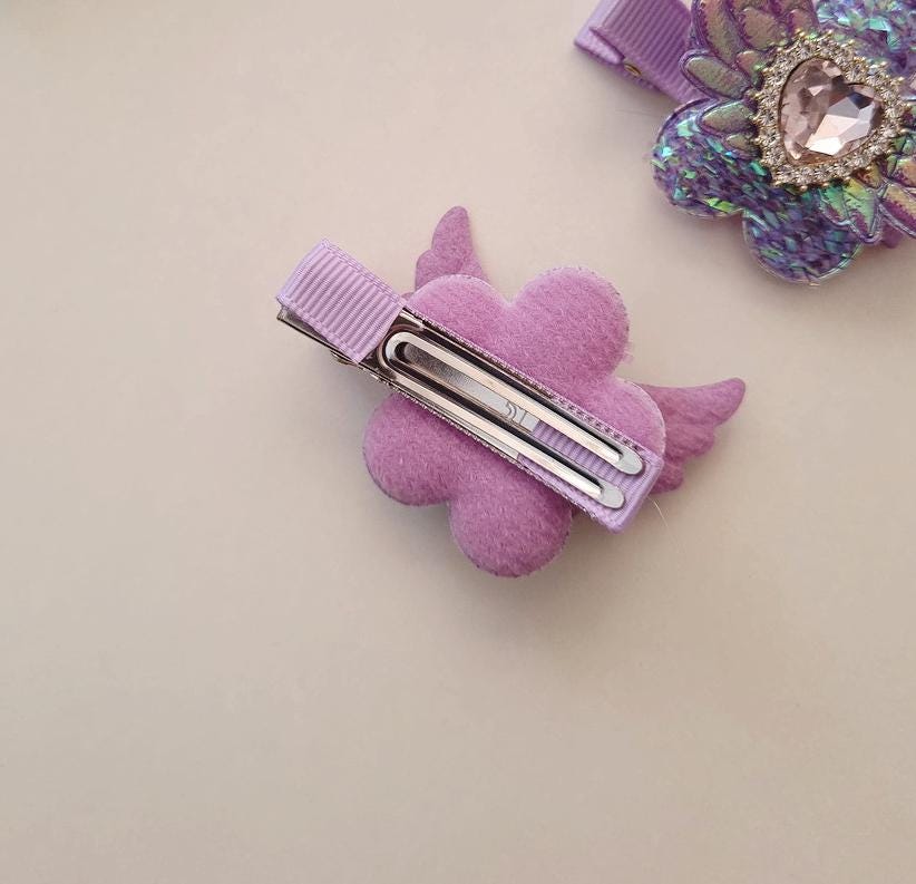 Sparkly Angel Wing Hair Clips–Pigtail Set of 2 (Left & Right Pair) Korean Hypoallergenic Girl Toddler hair pin nickel-free [with Pinkluvme]