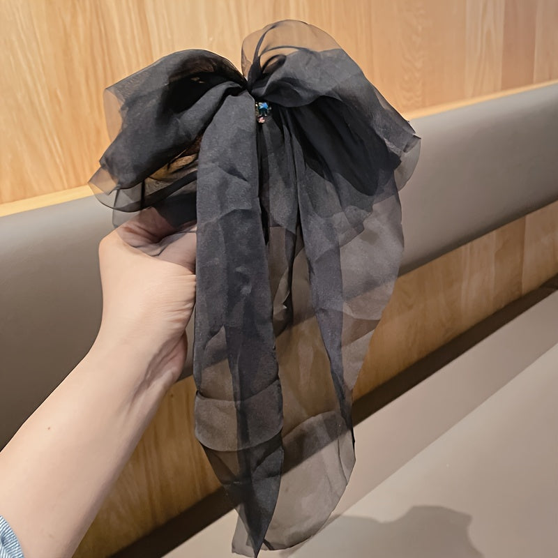 1pc Elegant Muti Layer Mesh Bowknot Hair Clip Sparkling Rhinestone Decorative Hair Barrette Trendy Hair Accessories For Women And daily uses