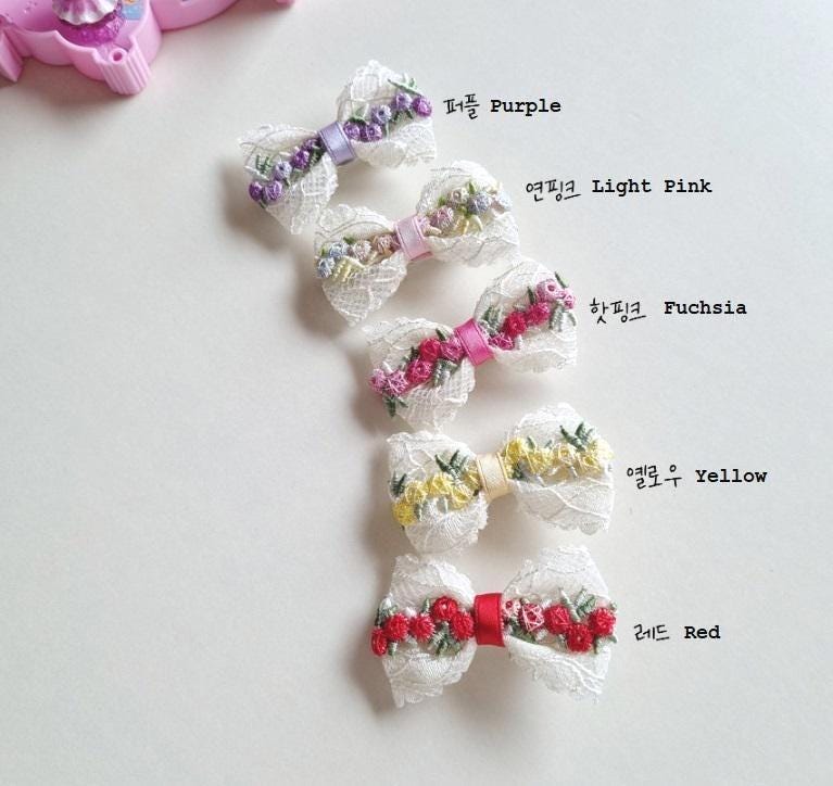 Spring Lace Floral Ribbon Flower Bow Hair Pin [with Pinkluvme]