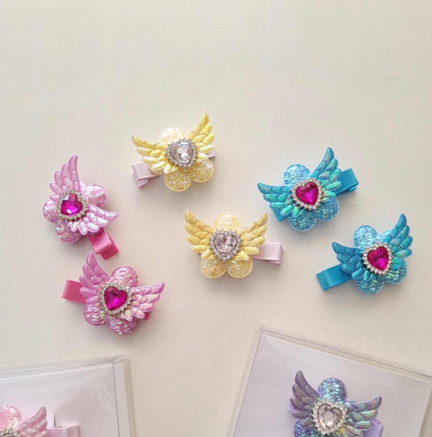 Sparkly Angel Wing Hair Clips–Pigtail Set of 2 (Left & Right Pair) Korean Hypoallergenic Girl Toddler hair pin nickel-free [with Pinkluvme]