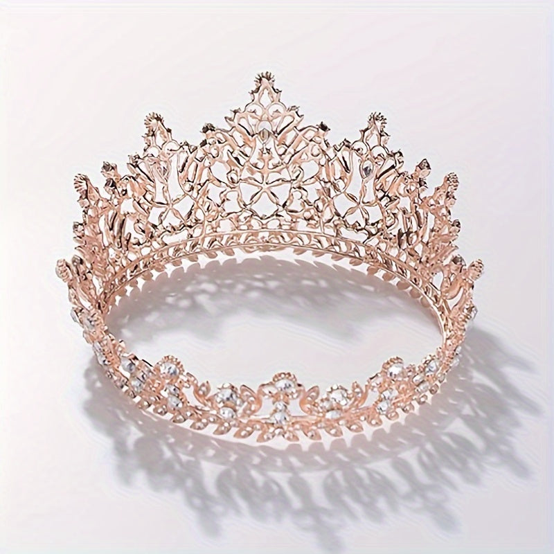 Full Round Imitation Crystal Queen Crown Rhinestone Bride Crown Headband Grand Ball Wedding Hair Accessories
