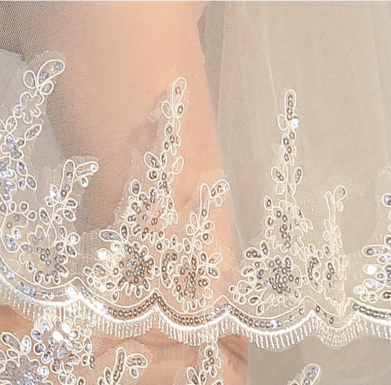 Lace Edge Bridal Veil Women's Simple Wedding Veil With Comb Wedding Hair Accessories