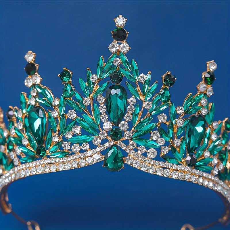 Rhinestone Baroque Tiara – Elegant Vintage Style Bridal Wedding Crown