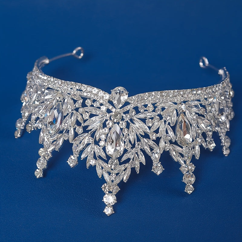 Rhinestone Baroque Tiara – Elegant Vintage Style Bridal Wedding Crown