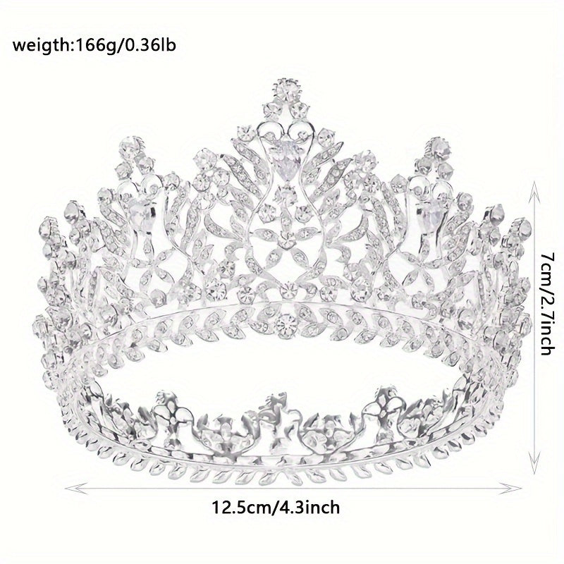 Full Round Imitation Crystal Queen Crown Rhinestone Bride Crown Headband Grand Ball Wedding Hair Accessories