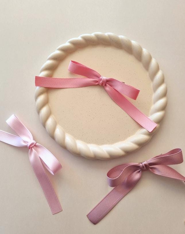 Girl Satin Ballet Simple Ribbon Bow Hair Clip Toddler Ribbon Bow Pin Long Tailed Bow Hair Clip Safe for Babies Handmade [with Pinkluvme]