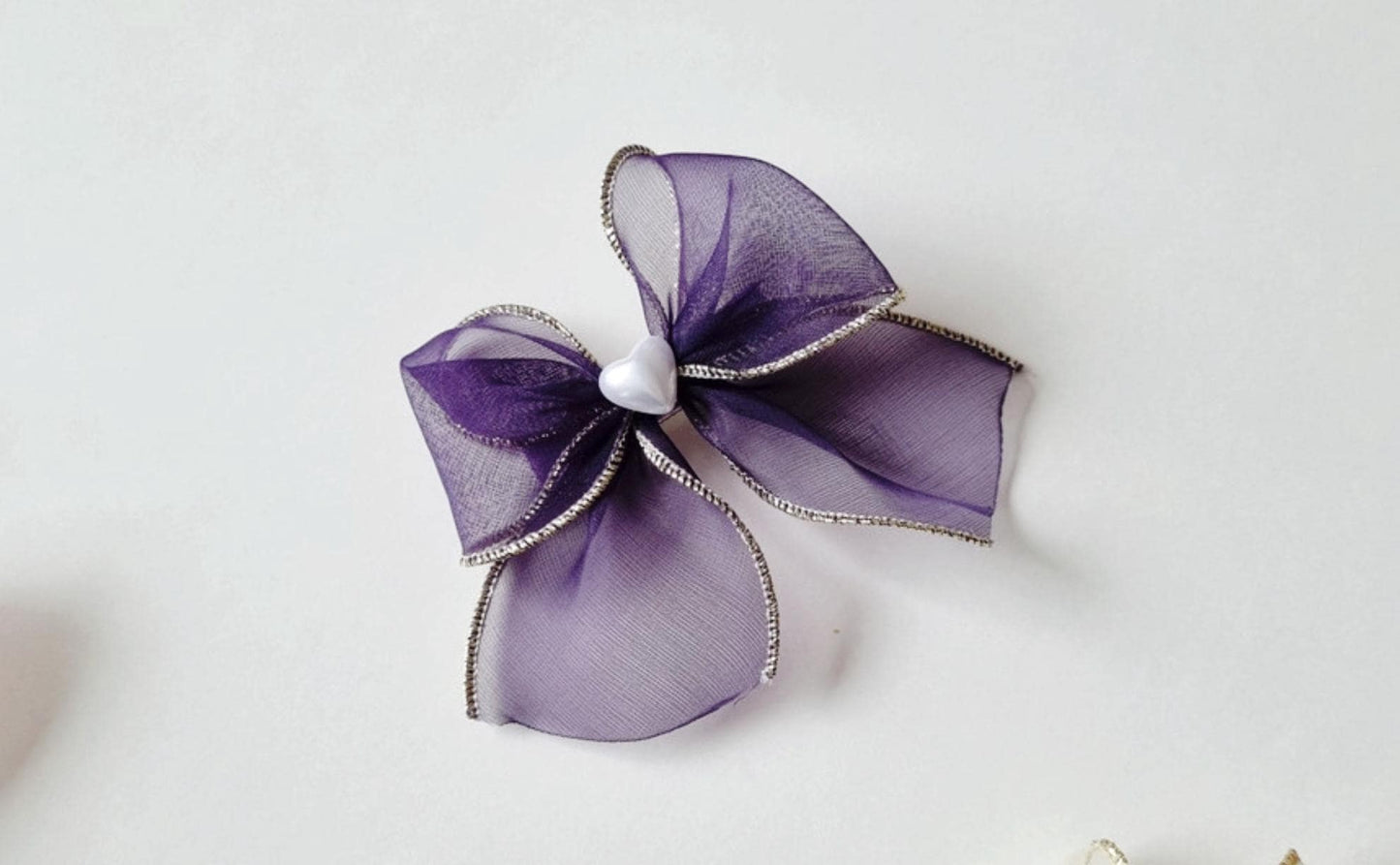 Gold-Edged Organza Bow Hair Clip Light Pink, Deep Pink, Yellow, White, Red, Purple Girl Toddler Formal Gold hypoallergenic [with Pinkluvme]