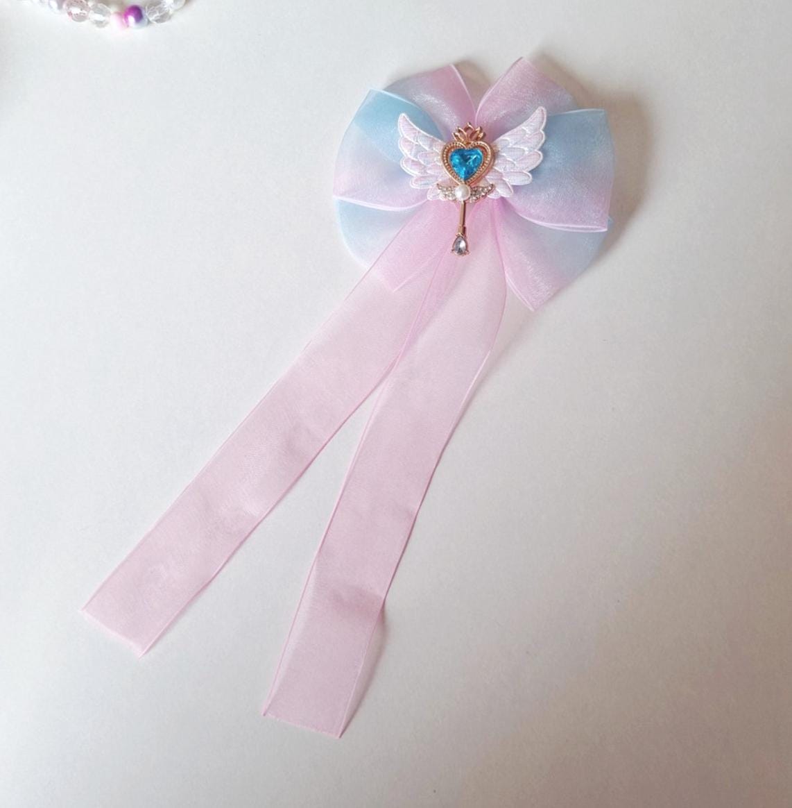 Handmade Gradient Chiffon Ribbon Bow Hairpin Photoshoot Prop Halloween Princess Formal Event Hair Clip Birthday Gift Niece [with Pinkluvme]