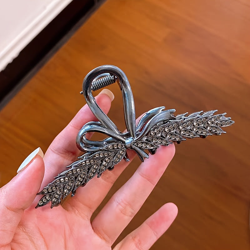 1pc, Elegant Retro Premium Glitter Wheat Ear Hair Claw Clip, Women Girls Princess Style Casual Leisure Hair Accessories, Gift Photo Props