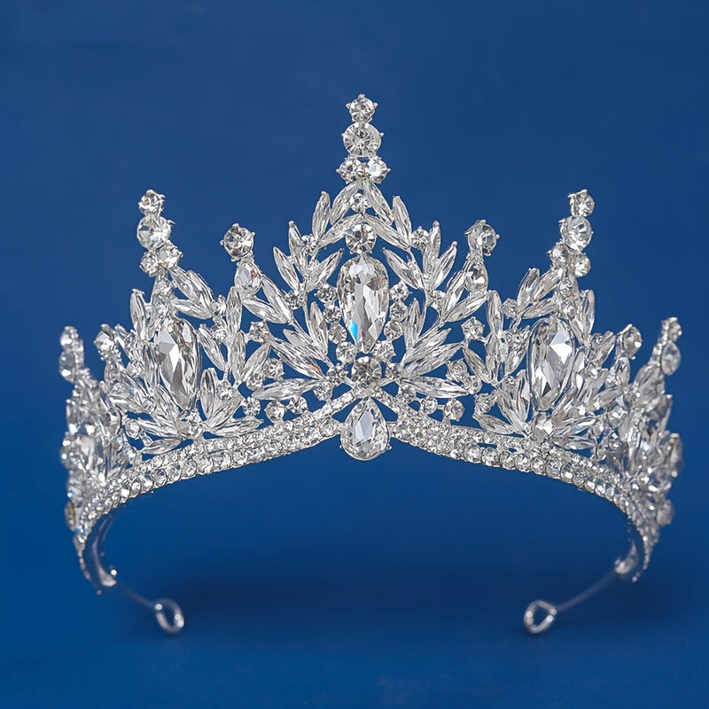 Rhinestone Baroque Tiara – Elegant Vintage Style Bridal Wedding Crown