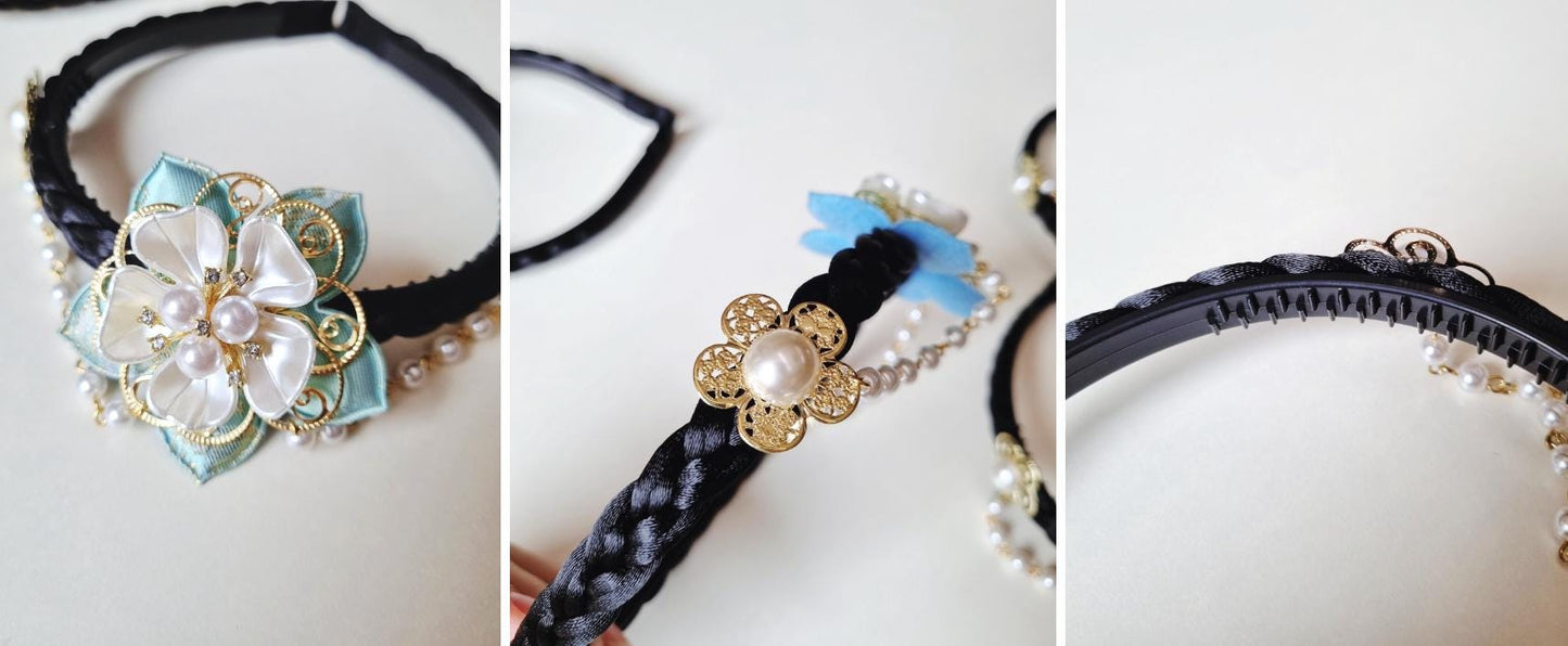 Pearl Style Baessi Gache Hairband Traditional Korean Princess Style Handmade K beauty Korean fashion hanbok chuseok seollal [with Pinkluvme]